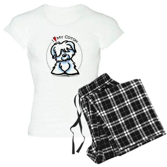 CafePress - Love My Coton Women's Light Pajamas - Women's Short Sleeve Print T-Shirt and Pants Light Cotton Pajama Set
