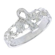Angle View: Sterling Silver Ankh Cross Baby Ring / Kid's Ring / Toe Ring (Available in Size 1 to 5), size 2
