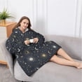 thumbnail image 5 of Oversized Wearable Blanket Hoodie,Blue Sun Moon Star Constellation Pattern Sherpa Blanket Hoodie with Super Pockets,Super Warm Fuzzy Pullover for Women & Men, 5 of 6