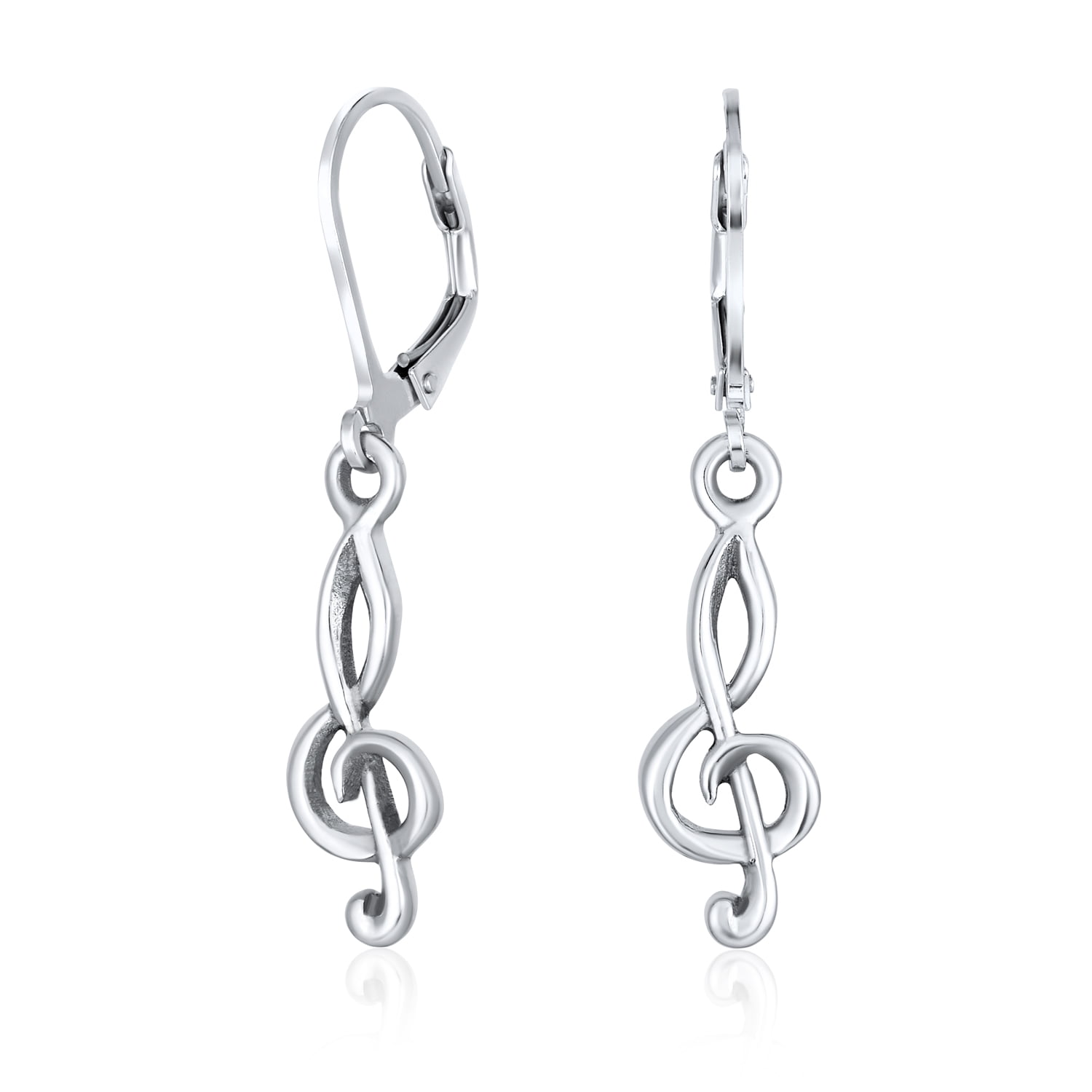 925 Sterling Silver Crystal CZ Musical Notes Stud Earrings 20333 Nickel Free