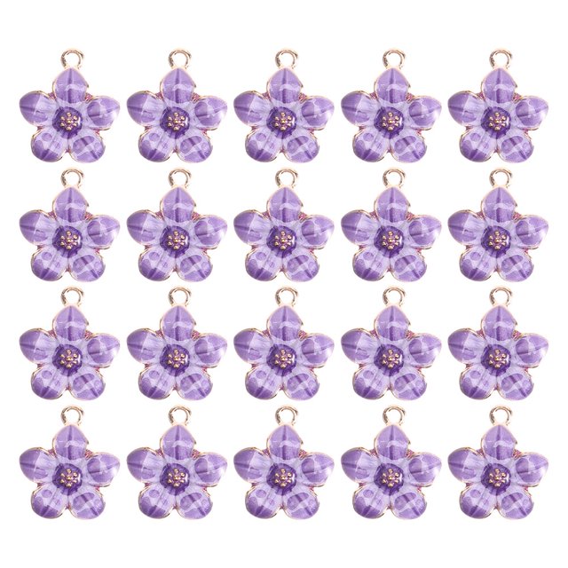 unbranded 20Ud Colgantes De Flor De Cerezo Púrpura Esmalte Para Joyería DIY Accesorios Versátiles Y Duraderos