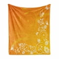 thumbnail image 1 of Orange Soft Flannel Fleece Blanket, Easter Themed Abstract Composition with Ornate Flora Eggs and Butterflies, Cozy Plush for Indoor and Outdoor Use, 50" x 60", Orange Yellow White, by Ambesonne, 1 of 6