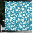 thumbnail image 3 of Ambesonne Floral Shower Curtain, Blooming Lily Flowers Art, 69"Wx84"L, Sea Blue Eggshell, 3 of 4