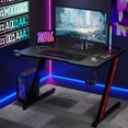 thumbnail image 5 of Homall 32 Inches Z-Shaped Gaming Desk Carbon Fiber Surface Desk with Cup Holder & Headphone Hook, Black, 5 of 7