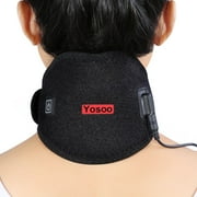 Yosoo Hot Cold Therapy Heated Neck Wrap Brace Adjustable Neck Heating Pad for Headache Stiff Neck Pain Relief and Warmer with Mesh Bag for Gel Ice Pack