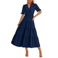 thumbnail image 1 of Vestido midi PRETTYGARDEN para mujer, casual, verano 2025, azul marino, 1 of 8