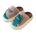 thumbnail image 2 of SAWOBUUN Kids Dinosaur House Slippers for Boys Girls Cute Cartoon Plush Fuzzy Warm Cozy Closed Toe Non-Slip Thick Sole Indoor Bedroom Shoes Toddler Little Kid, 2 of 6