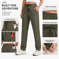 thumbnail image 4 of YAPPO Women's Hiking Pants Lightweight Quick Dry Cargo Pants, Water Resistant UPF 50+ Travel Outdoor Pants with 5 Zipper Pockets, 4 of 9