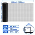 thumbnail image 2 of 19GA Hardware Cloth Welded Black PVC Coated Wire Mesh Galvanized Square Chicken Wire Fence 1/2in 48in(H) x 50ft(L), 2 of 9