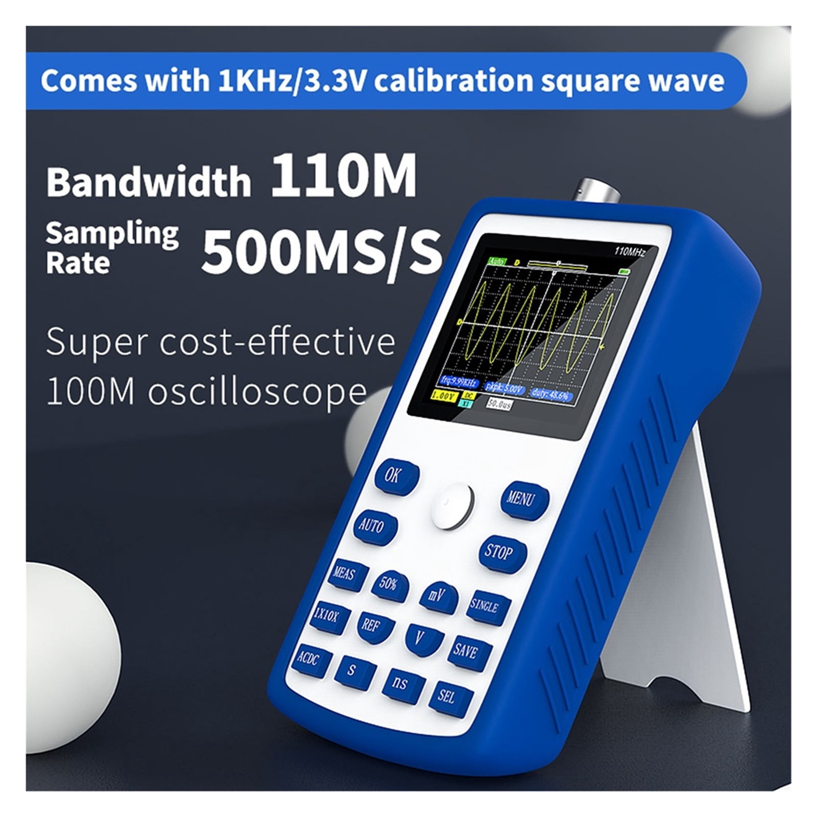 Handheld 2 Trigger Modes Oscilloscope 500Msa S Sampling Ratio 110Mhz Analog Bandwidth Square Waves Oscilloscopes ,Professional Designed