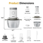 Sunvivi 350W Food Processor and Chopper Combo, 4-in-1 Blender for Meat, Vegetables, Coffee Grinding, Juicing & Garlic Peeling