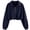 Navy, variant on TGSLY Women's Cropped Sweatshirts Casual Collared Half Zip Long Sleeve Pullover Tops Oversized Adjustable Drawstring Hem Solid Color Sweatshirts L