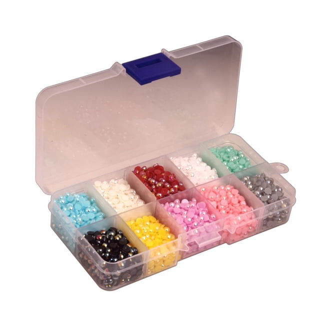 Una caja de 10 colores, 5000 piezas, 4 mm, media perla, planas para joyas. Zulema La mitad redonda cuentas flatback
