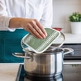 thumbnail image 4 of Dark Sage Green Pot Holders for Kitchen Heatproof Potholder, 2 Pack Farmhouse Sage Green White Striped Hot Pads Multipurpose Oven Pads Cloth Potholders Trivet for Cooking and Baking, 4 of 8