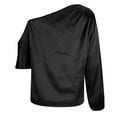 thumbnail image 6 of Cavosen Womens Dressy Tops Long Sleeve Pullover T-Shirts Tunic One Shoulder Neck Solid Soft Blouse Elegant Vacation Tops Stylish Loose Shirts Workout Resort Tees Summer Black L, 6 of 7