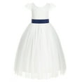 thumbnail image 2 of Ekidsbridal Girl Wedding Flower Girl Dress - Ivory Cap Sleeves V-Back Lace with Tiebow 622T-A (Size: 2-10), 2 of 3