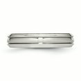thumbnail image 3 of Stainless Steel Brushed and Polished Ridged 5mm Band Ring 6 Size, 3 of 6