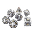 thumbnail image 1 of 7 Unids Dragon Dungyon Hollow-Tallado Tallado Metal Polyedral Dice Tabletop Game Bright Silver Gold Sunnimix Dados polihédricos huecos, 1 of 8