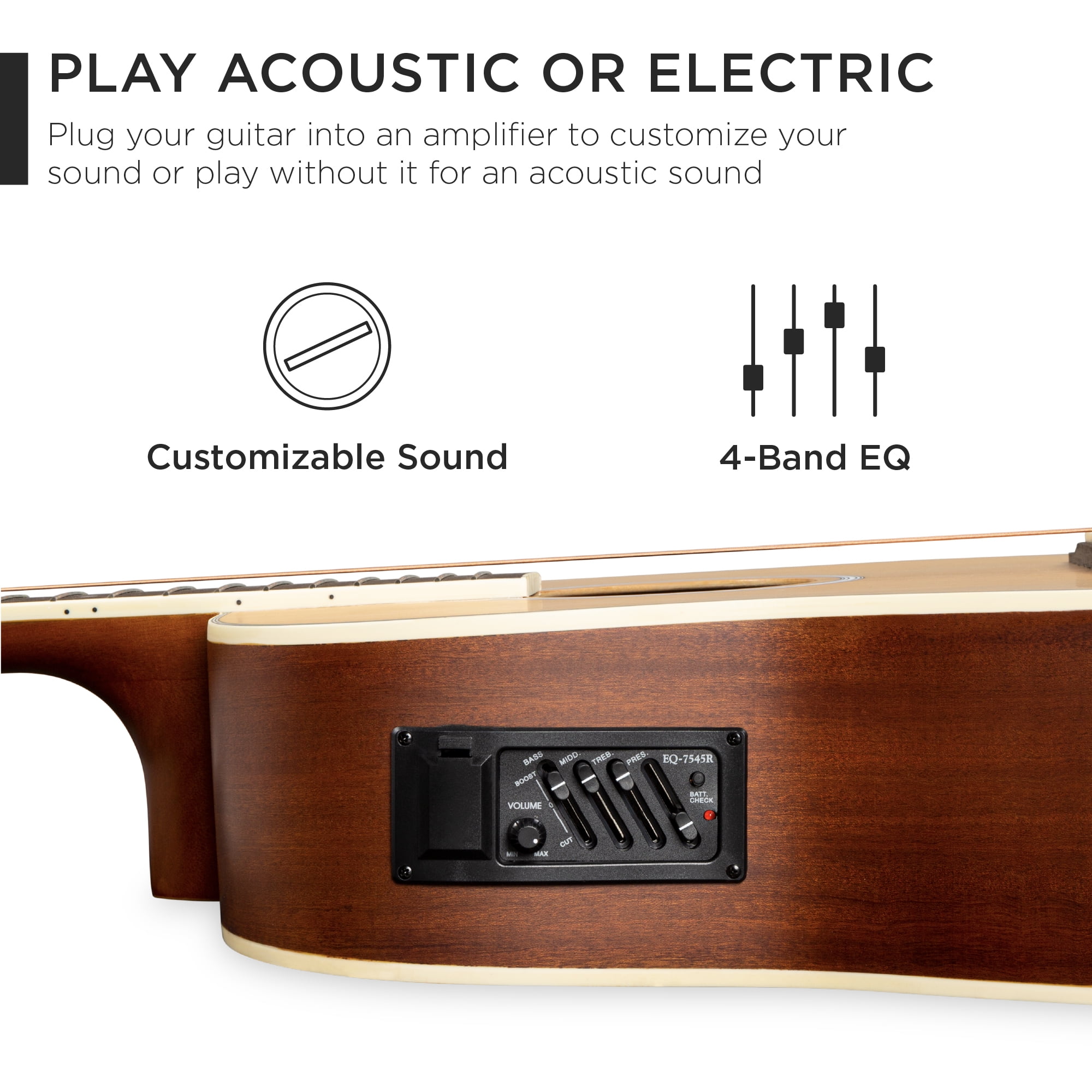 Best Choice Products Beginner Acoustic Electric Guitar Starter Set 41in w/ All Wood Cutaway Design, Case - Natural