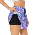 thumbnail image 2 of Bixox Women's Blue Skull Daisy pattern 2 in 1 Running Shorts - Lightweight Athletic Workout Gym Yoga Shorts Liner with Pockets - X-Large, 2 of 5