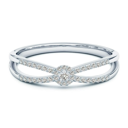 ANGARA Natural Diamond Cluster Promise Ring in 14K White Gold for Women (Size-1.6mm| Color-I-J| Clarity-I1-I2) | April Birthstone, Anniversary, Jewelry Gift for Women | Natural Diamond Ring