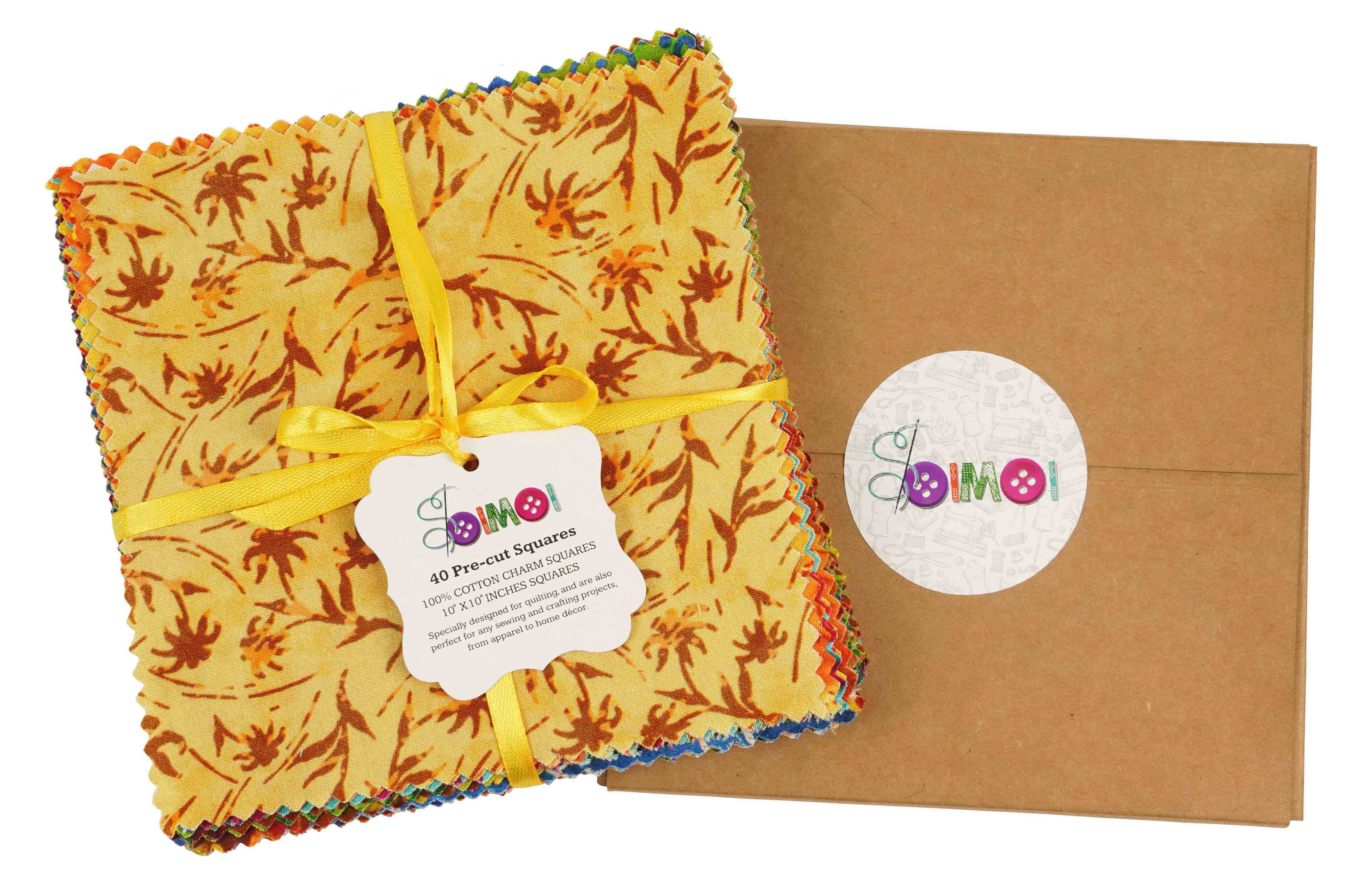 Soimoi Batik Print Precut 10-inch Cotton Fabric Quilting Squares Charm Pack DIY Patchwork Sewing Craft