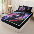 thumbnail image 2 of Castle Fairy Edgy Dirt Cycle Zipper Full Size Comforter Sets with Fitted Sheet and 2 Pillowcases for Boys,Color Smudge Design Zipper Bedding Set for Bedroom,Indigo Rose,4pcs,Black Reversible, 2 of 6