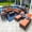 Sunbrella Canvas Tuscan, variant on Tuscany 21-Piece Resin Wicker Outdoor Patio Furniture Combination Set with Sectional Set, Eight-seat Dining Set, and Chaise Lounge Set (Half-Round Brown Wicker, Sunbrella Canvas Aruba)
