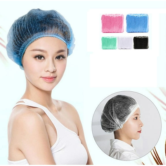 Janrevotw 100 Pcs Hair Cap Non-Woven Cap Hair Net Elastic Cap Hair Cover Cap Cosmetics, Beauty Salon