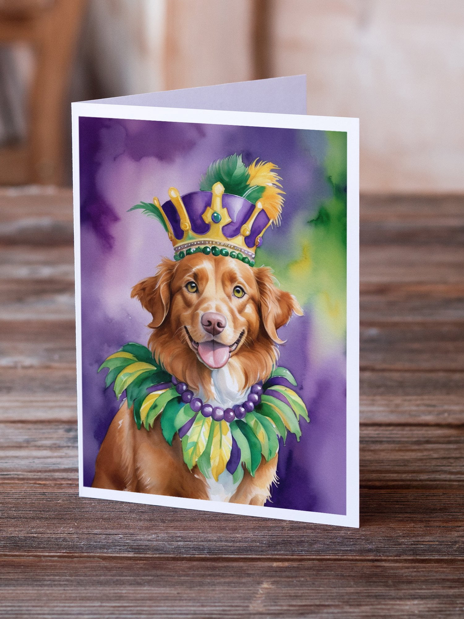 Nova Scotia Duck Tolling Retriever King of Mardi Gras Greeting Cards Pack of 8 7 in x 5 in