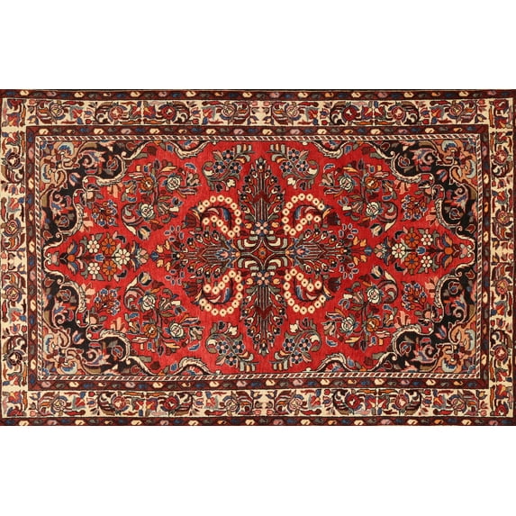 Ahgly Company Machine Washable Indoor Rectangle Traditional Orange Salmon Pink Area Rugs, 3' x 5'