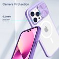 thumbnail image 6 of Crystal Clear Design for iPhone 13 Pro Max Case with Camera Lens Sliding Cover, Military Grade Drop Protection Non-Yellowing Slim Transparent Shockproof Phone Case for iPhone 13 Pro Max, Purple, 6 of 6