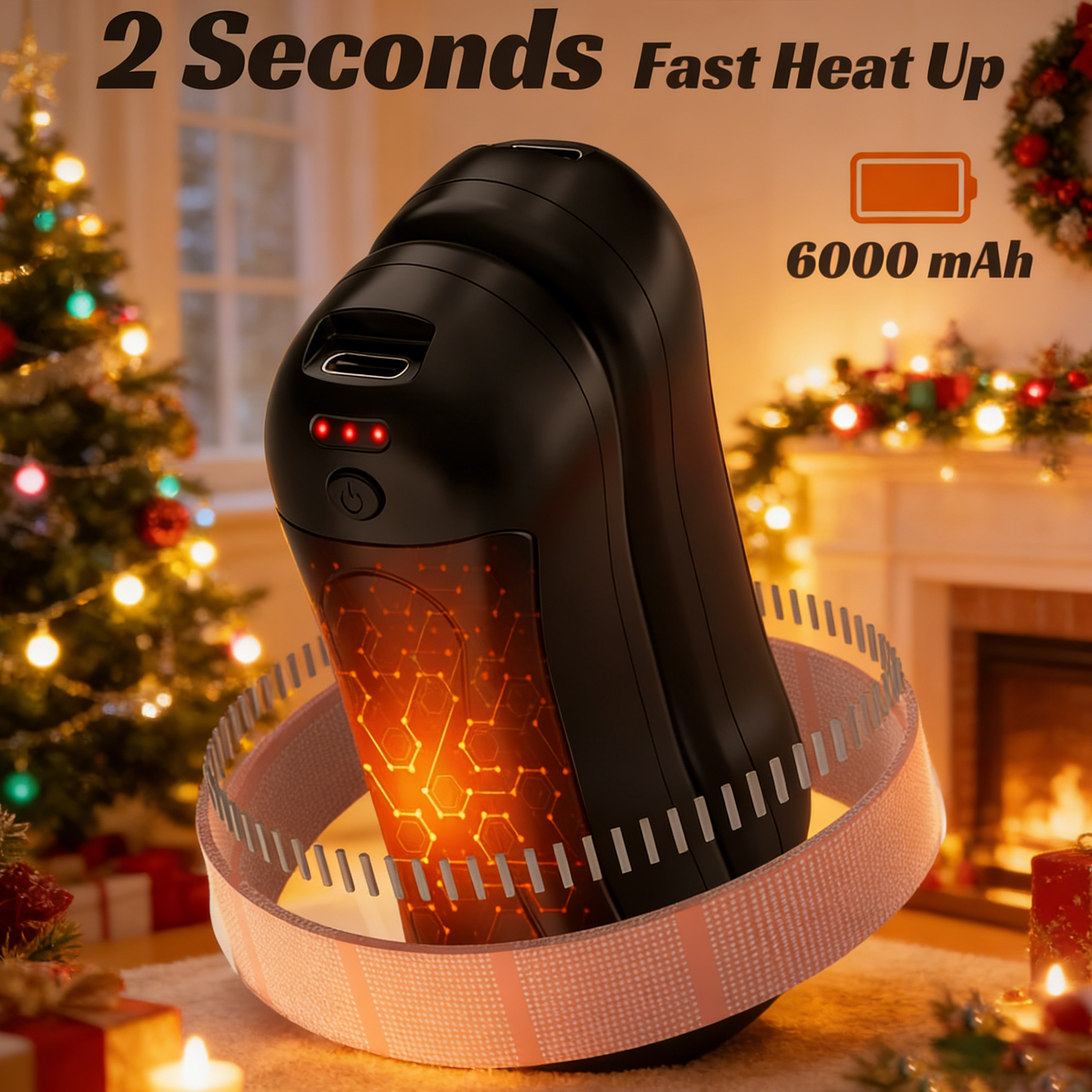 2 Pack Hand Warmers Rechargeable 6000mAh,FANDLISS Electric Hot Hands Hand Warmers,Quick Heating Pocket Heater Reusable Hand Warmer for Outdoor/Camping/Skiing, for Men/Women