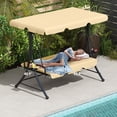 thumbnail image 6 of LAZZO 3-Seat Outdoor Porch Swing, Reclining Lounge Bed Convertible, Adjustable Canopy & Removable Cushions, Khaki, 6 of 10