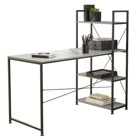 UPC: 0735854734879 | Realspace® 56 W Trazer Computer Desk With Storage Shelves  Gray