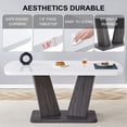 thumbnail image 3 of EUROCO 63" 6PCS Dining Table Set for 6,Kitchen Table Set with Faux Marble Table Top,V-Shaped Table Leg ,4 Ergonomic Chairs and 1 Bench,Rectangular Dining Room Set for 6, 3 of 7