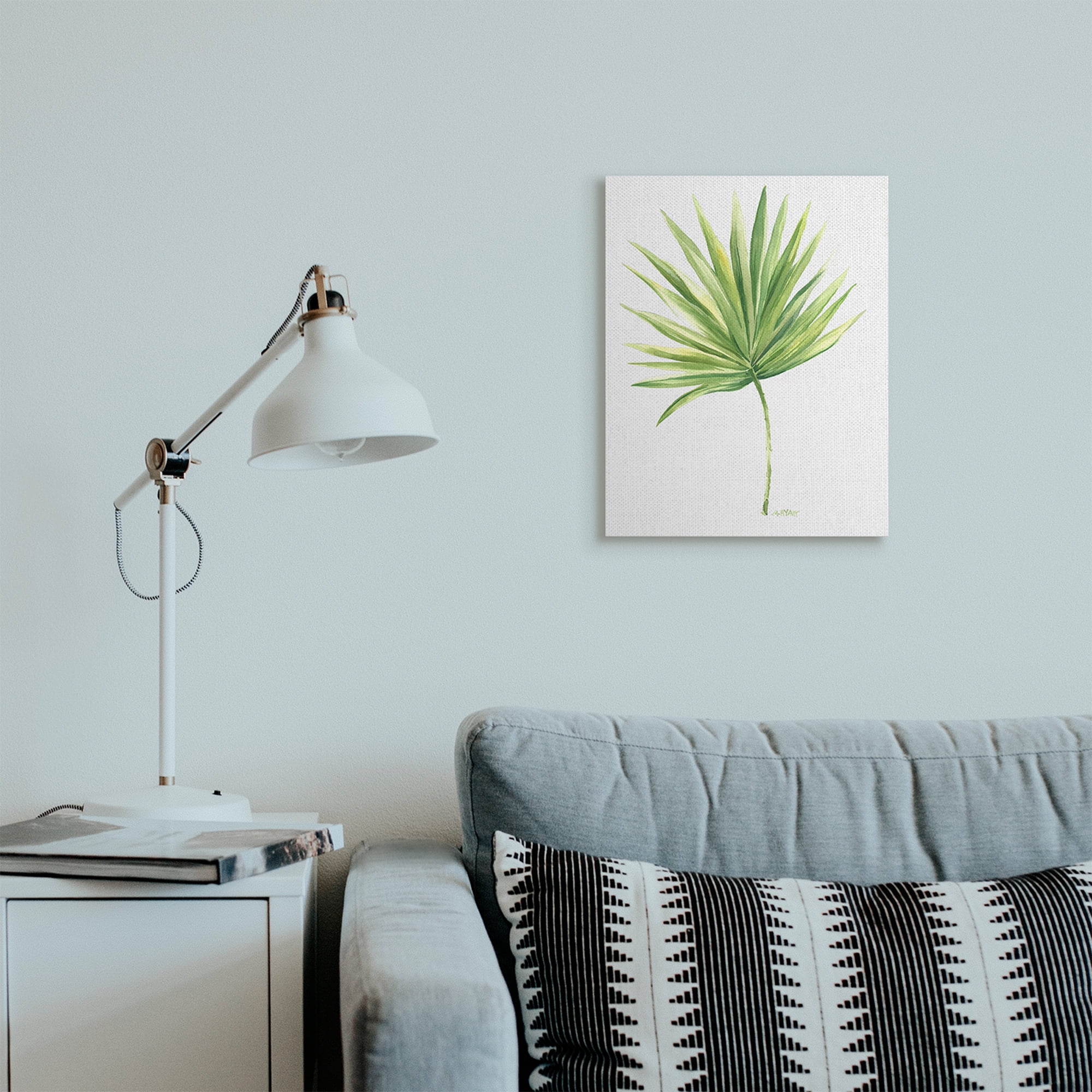 Stupell Industries Tropical Green Palm Fan Minimal on White Canvas Wall Art, 16 x 20, Design by Melissa Hyatt LLC