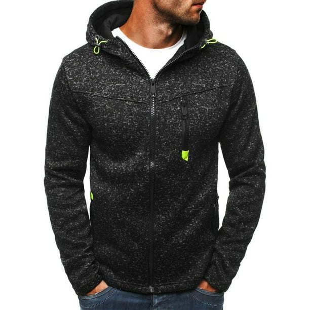 LUXUR Men Cardigan Hooded Neck Sweatshirt Solid Color Tunic Tops Casual Hoodies Long Sleeve Hoodie Black Gray S Walmart