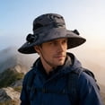 thumbnail image 4 of Outdoor Wide Brim Sun Hat with 2 Solar Fan Sun Bucket Hat for Men Women UPF 50+ Bucket Fishing & Beach Hat with Fan Built in, 4 of 6