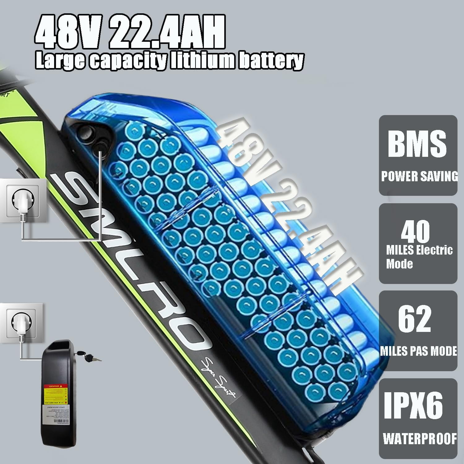 (US in Stock)5000W Peak Dual Motor Electric Bike for Adults , 60V 25AH Removable Battery Ebike , 50MPH AWD 21-Speed Mountain Snow E-Bike with 26" x 4.0 Fat Tire, Long Range Mountain Off-Road EBike