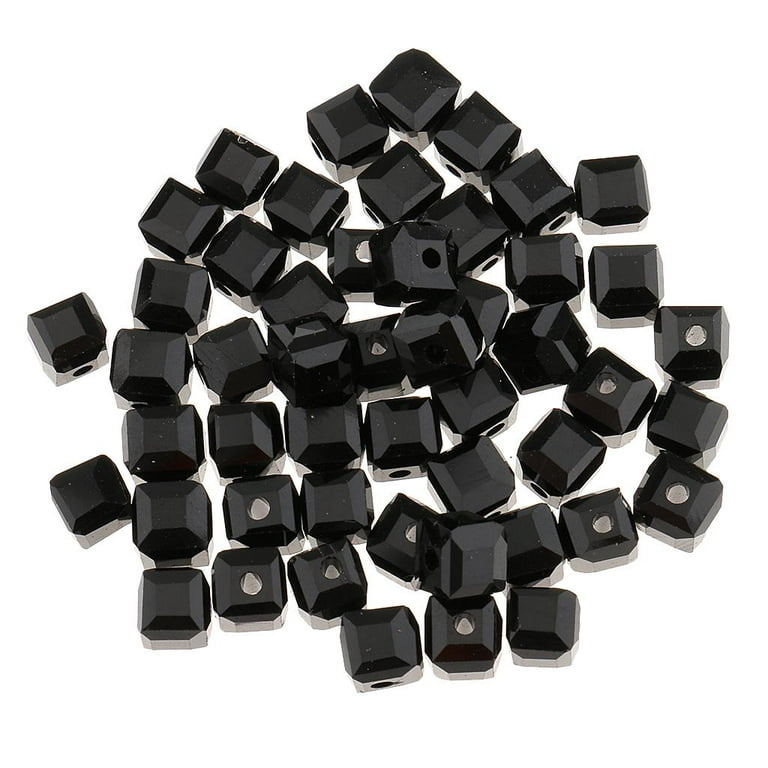 50-100Pcs 8mm Black Dice Beads Small / Rounded Corners