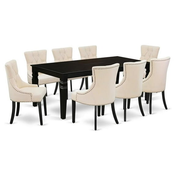 Atlin Designs 9-piece Wood Dining Set in Black/Light Beige