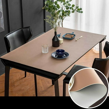 

dosili Customize Reversible Leather Tablecloth Solid Color Waterproof Oil-proof Coffee Table Mat Rectangular PU Tablecloth Table Cover