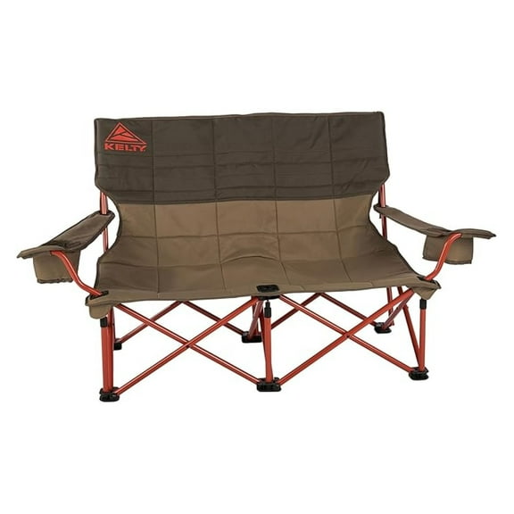 Low Loveseat Double 2 Person Camping Chair, Two Person Foldable Seat for Festivals, Concerts, Tailgates, Beach Days, Low Seat Height