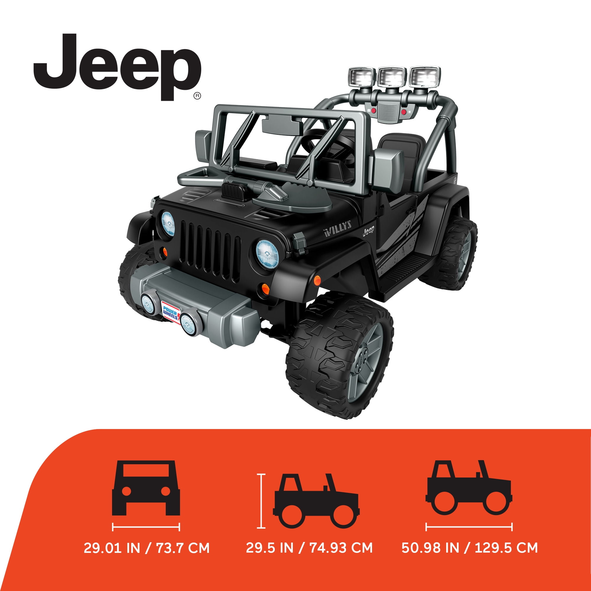 Jeep Wrangler Willys Jeep 12v Power Wheels Battery-Powered Ride-On