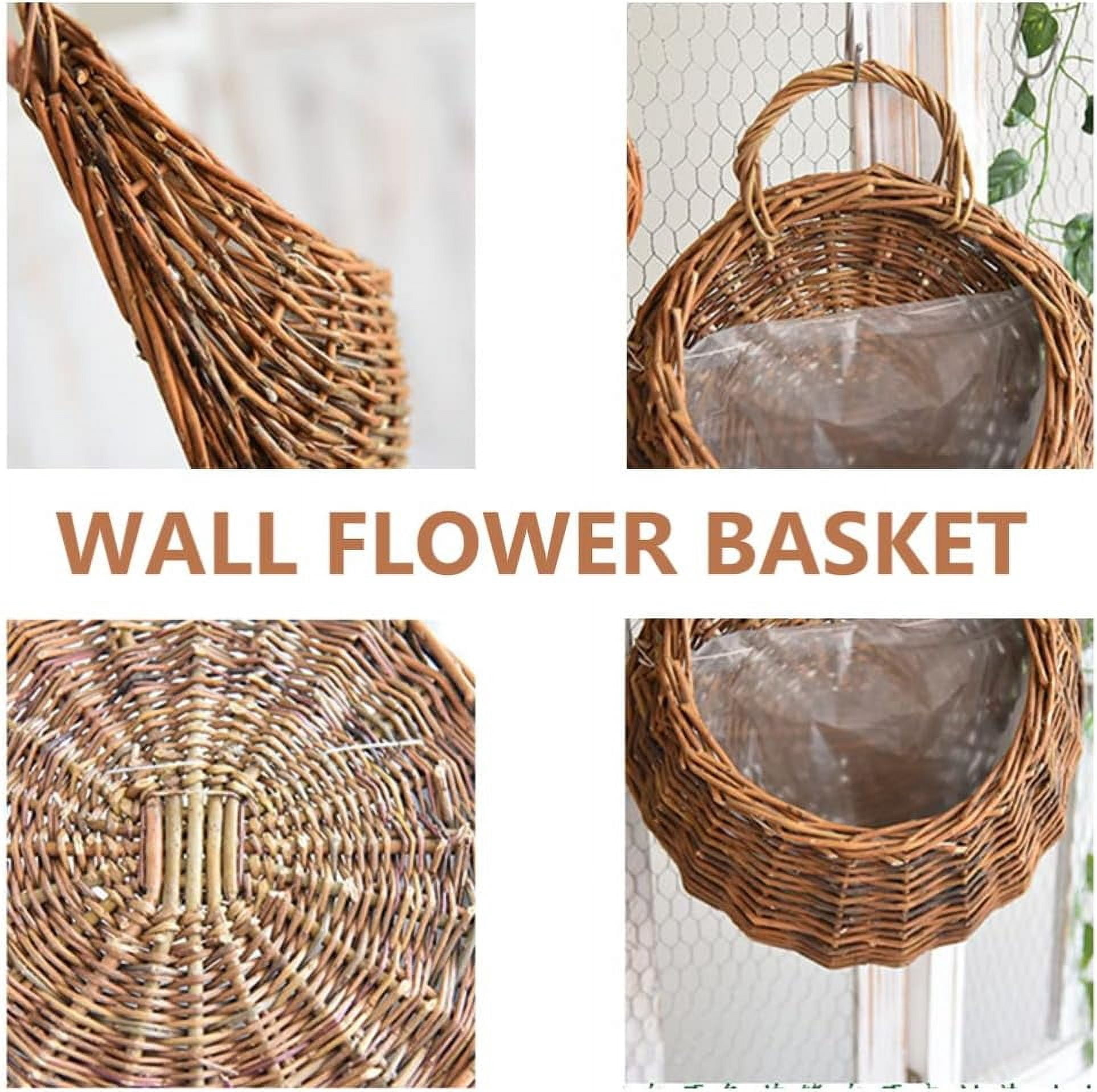 ABCISI Woven Hanging Basket, Rattan Flower Basket Hanging Planters: 2PCS Rustic Flower Pot Wall Hanging Plant Containers, Woven Storage Baskets Flower Holder for Decor Hanging Planters