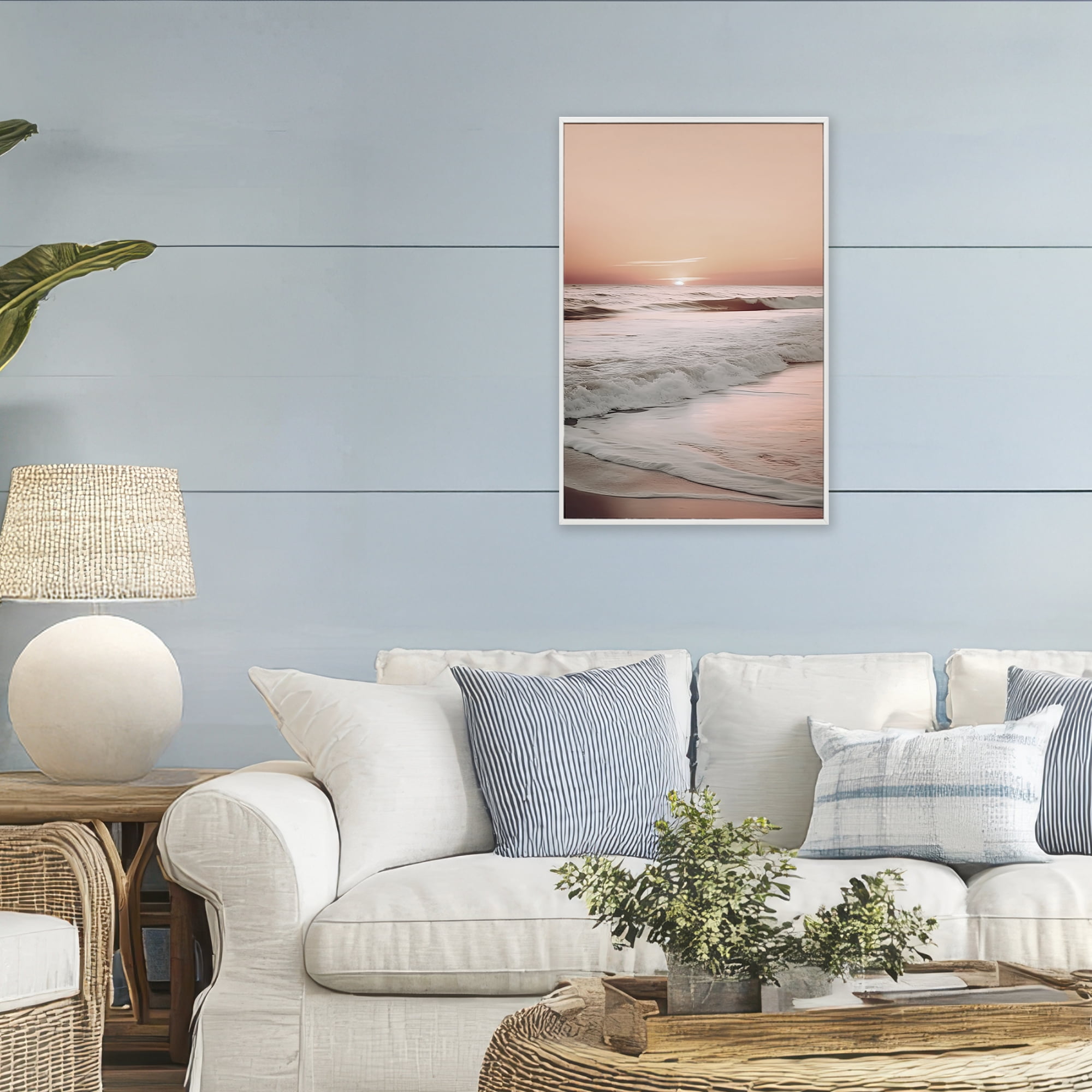 Apricot Beach View White Framed Giclee Art, design by Decent Exposures