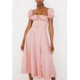 thumbnail image 4 of HAHDAXIA Women Puff Sleeve Split Maxi Dress Square Collar Ruffle Floral Boho Dresses Cottagecore Backless Sundress, 4 of 7