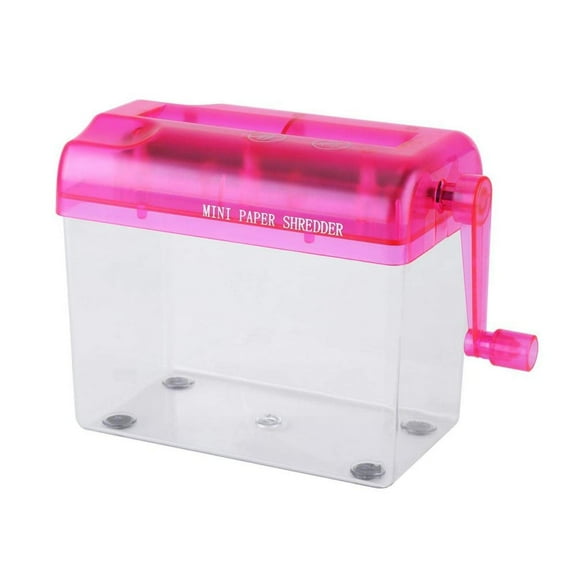 Portable Cross-Cut Paper Shredder for Home and Office, Mini Manual Document Shredder for Desktop, Compact Security Paper Cutter for Personal Privacy A#018 Hot Pink