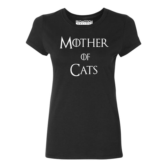 P&B Mother of Cats Funny Women's T-shirt, Black, L